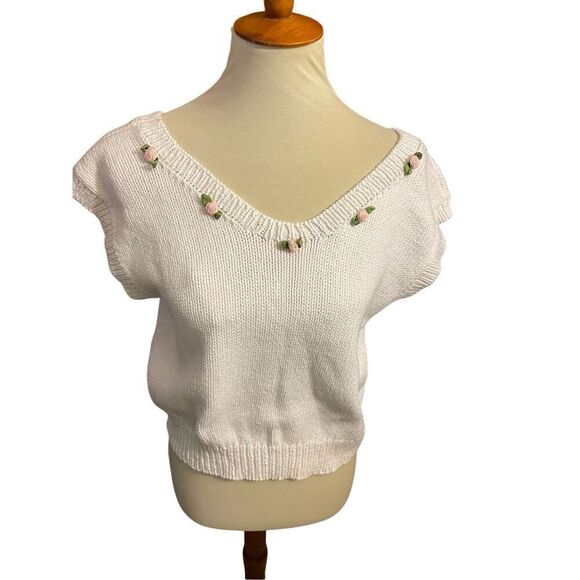 Baa Baa Black Sheep Handmade in Australia White V-Neck Short Sleeve 100% Austral - Picture 2 of 12